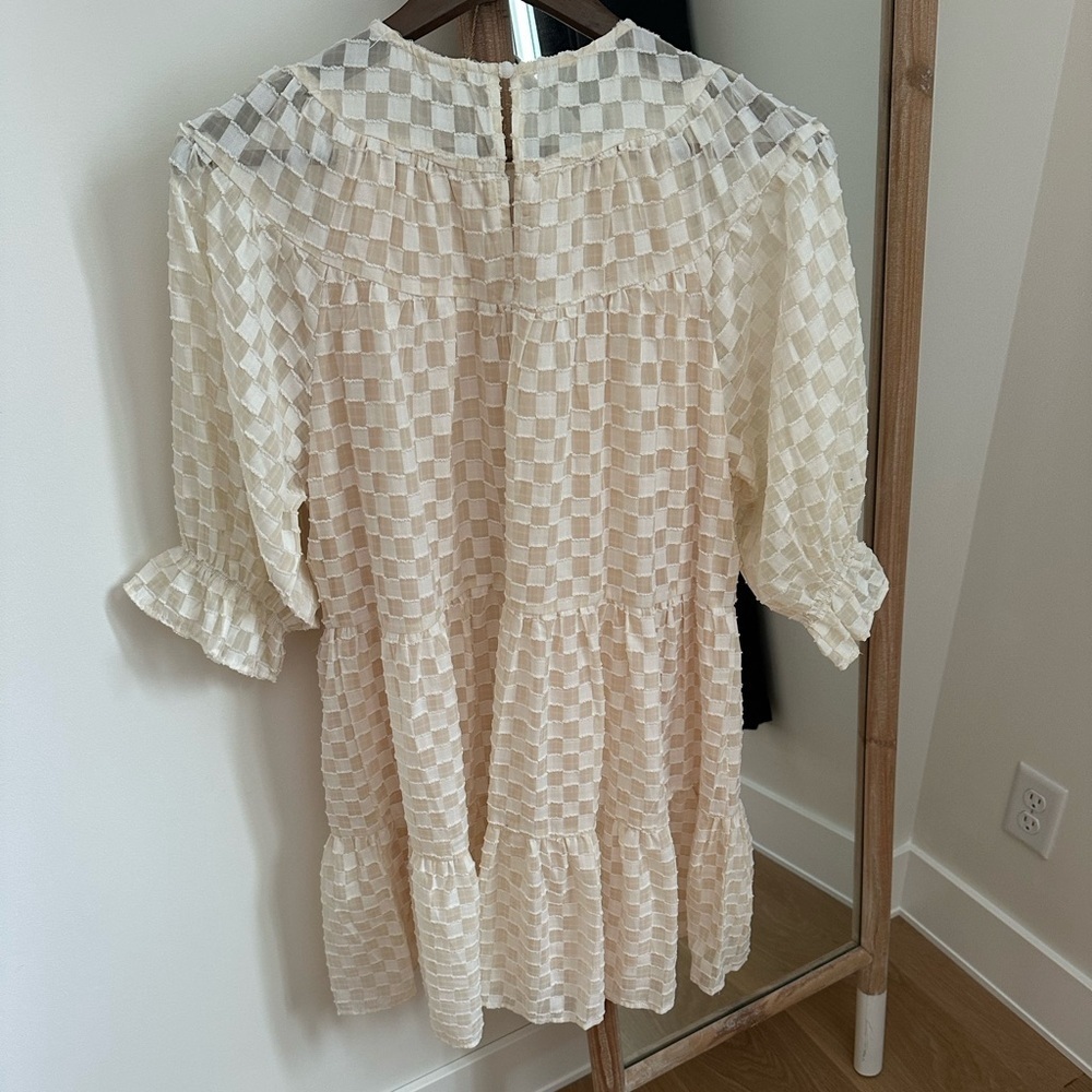 Storia Cream Checker Dress - Picture 2 of 4